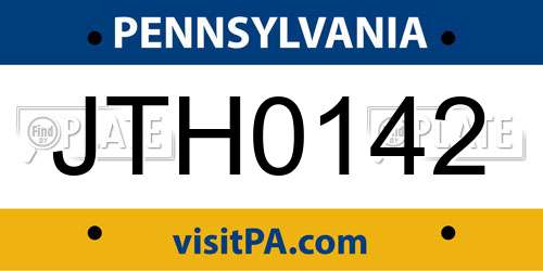 JTH0142 Pennsylvania License Plate
