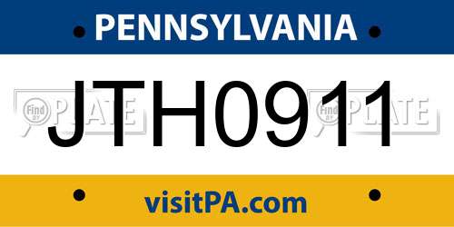 JTH0911 Pennsylvania License Plate