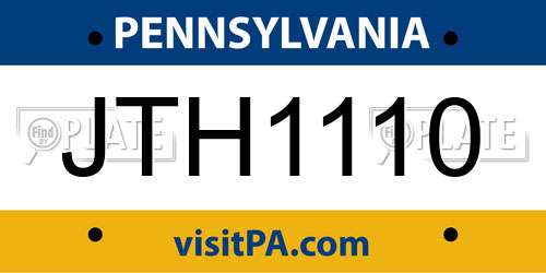 JTH1110 Pennsylvania License Plate