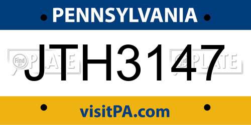 JTH3147 Pennsylvania License Plate