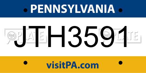 JTH3591 Pennsylvania License Plate