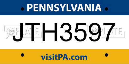 JTH3597 Pennsylvania License Plate