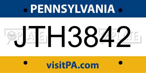 JTH3842 Pennsylvania License Plate