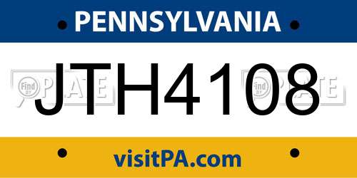 JTH4108 Pennsylvania License Plate
