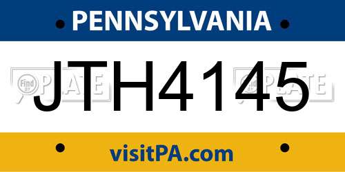 JTH4145 Pennsylvania License Plate