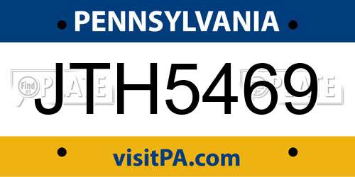 JTH5469 Pennsylvania License Plate