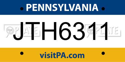 JTH6311 Pennsylvania License Plate