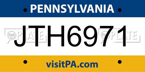 JTH6971 Pennsylvania License Plate