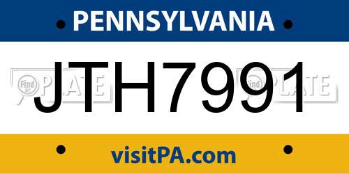 JTH7991 Pennsylvania License Plate
