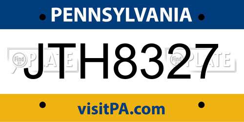 JTH8327 Pennsylvania License Plate