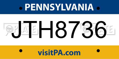 JTH8736 Pennsylvania License Plate
