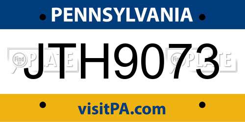 JTH9073 Pennsylvania License Plate