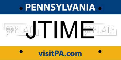JTIME Pennsylvania License Plate