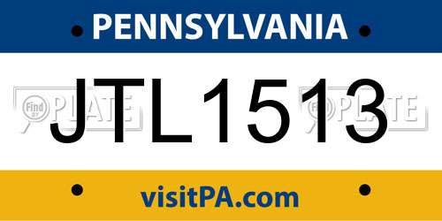 JTL1513 Pennsylvania License Plate