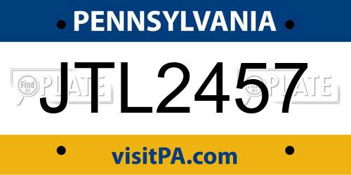JTL2457 Pennsylvania License Plate
