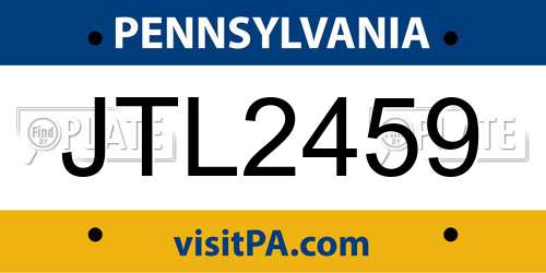 JTL2459 Pennsylvania License Plate