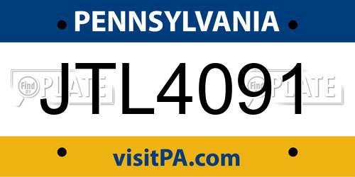 JTL4091 Pennsylvania License Plate