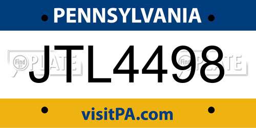 JTL4498 Pennsylvania License Plate