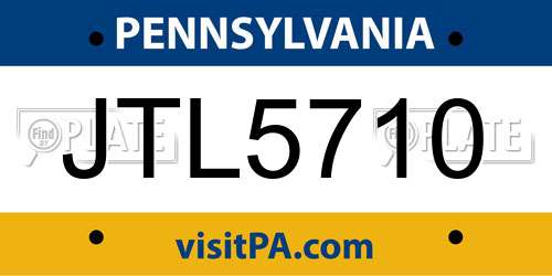 JTL5710 Pennsylvania License Plate