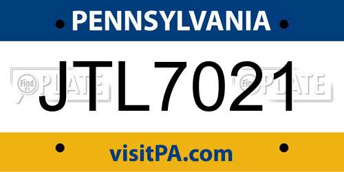 JTL7021 Pennsylvania License Plate