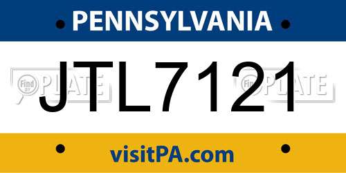 JTL7121 Pennsylvania License Plate