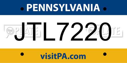 JTL7220 Pennsylvania License Plate