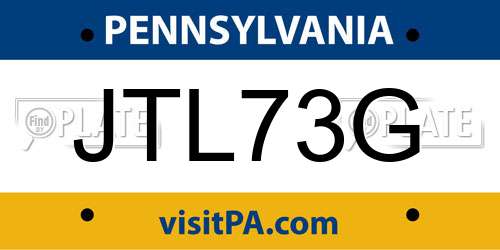 JTL73G Pennsylvania License Plate