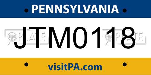 JTM0118 Pennsylvania License Plate