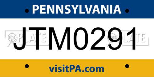 JTM0291 Pennsylvania License Plate