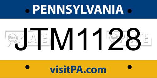 JTM1128 Pennsylvania License Plate