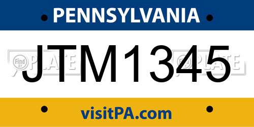 JTM1345 Pennsylvania License Plate