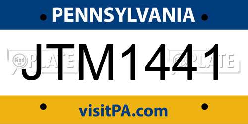 JTM1441 Pennsylvania License Plate