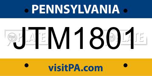 JTM1801 Pennsylvania License Plate