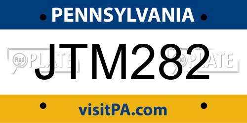JTM282 Pennsylvania License Plate