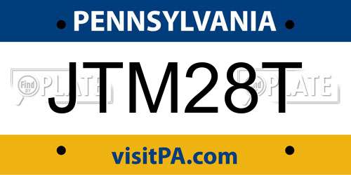 JTM28T Pennsylvania License Plate