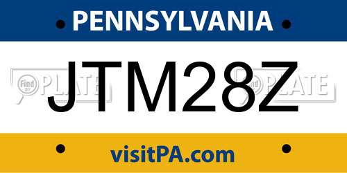 JTM28Z Pennsylvania License Plate