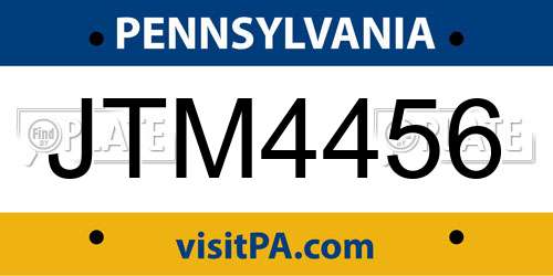 JTM4456 Pennsylvania License Plate