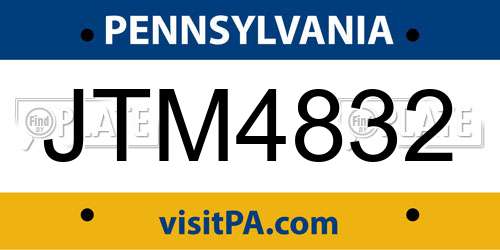 JTM4832 Pennsylvania License Plate