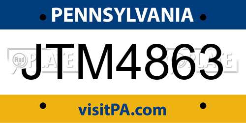 JTM4863 Pennsylvania License Plate