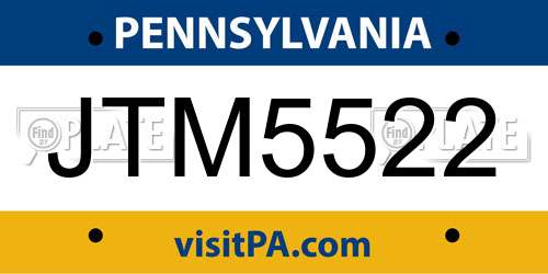 JTM5522 Pennsylvania License Plate