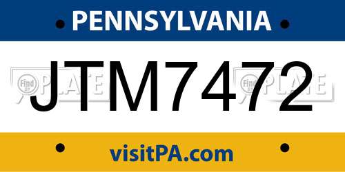 JTM7472 Pennsylvania License Plate