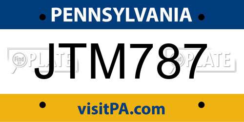 JTM787 Pennsylvania License Plate