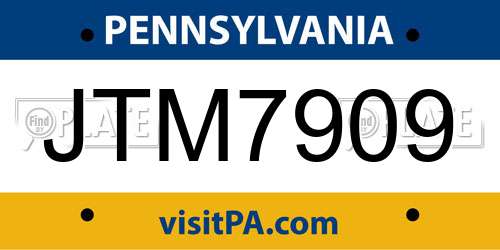 JTM7909 Pennsylvania License Plate