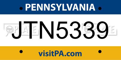 JTN5339 Pennsylvania License Plate
