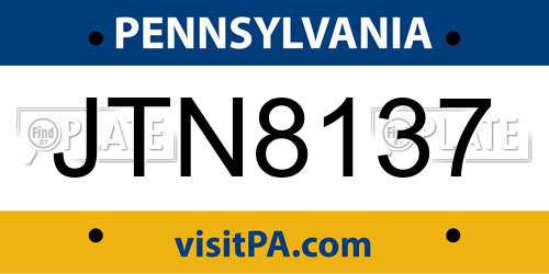 JTN8137 Pennsylvania License Plate