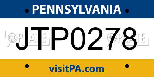 JTP0278 Pennsylvania License Plate