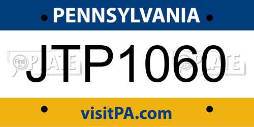 JTP1060 Pennsylvania License Plate