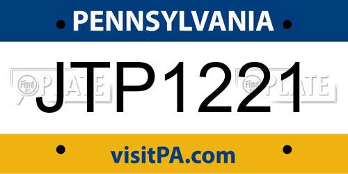 JTP1221 Pennsylvania License Plate