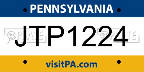 JTP1224 Pennsylvania License Plate