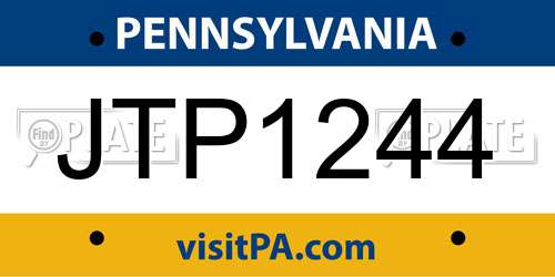 JTP1244 Pennsylvania License Plate